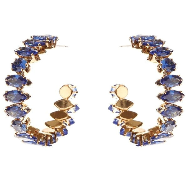 Marquise Crown Halo Cubic Zirconia Hoop Earrings