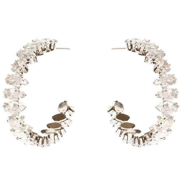 Marquise Crown Halo Cubic Zirconia Hoop Earrings