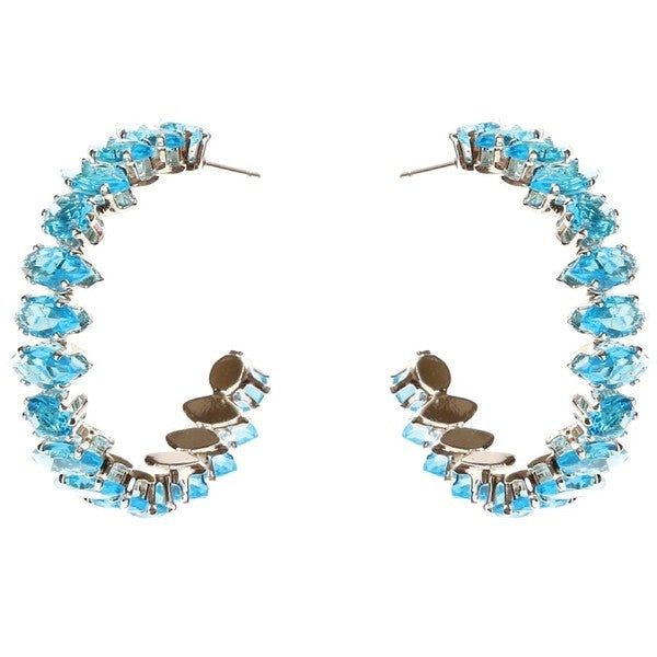 Marquise Crown Halo Cubic Zirconia Hoop Earrings