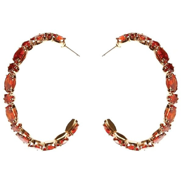 Marquise Circle Crown Halo CZ Hoop Earrings