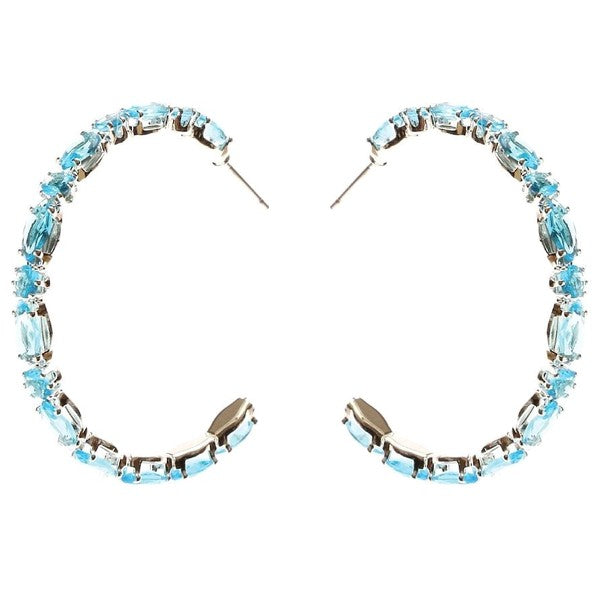 Marquise Circle Crown Halo CZ Hoop Earrings