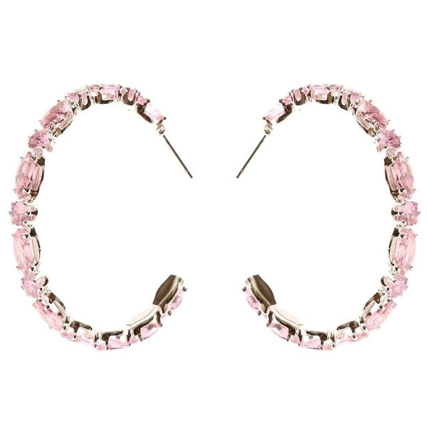 Marquise Circle Crown Halo CZ Hoop Earrings