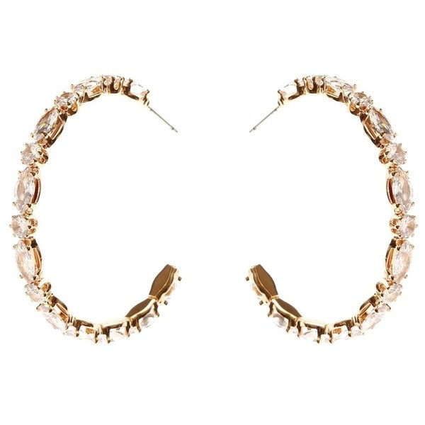 Marquise Circle Crown Halo CZ Hoop Earrings