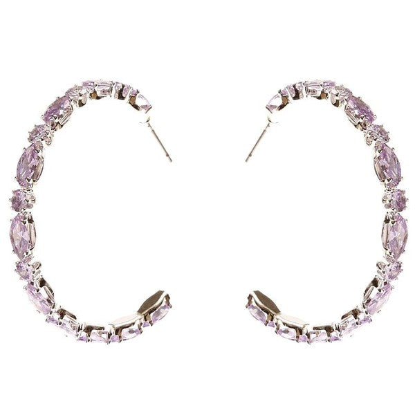 Marquise Circle Crown Halo CZ Hoop Earrings