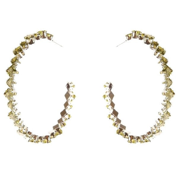 Two Squares Halo Cubic Zirconia Hoop Earrings