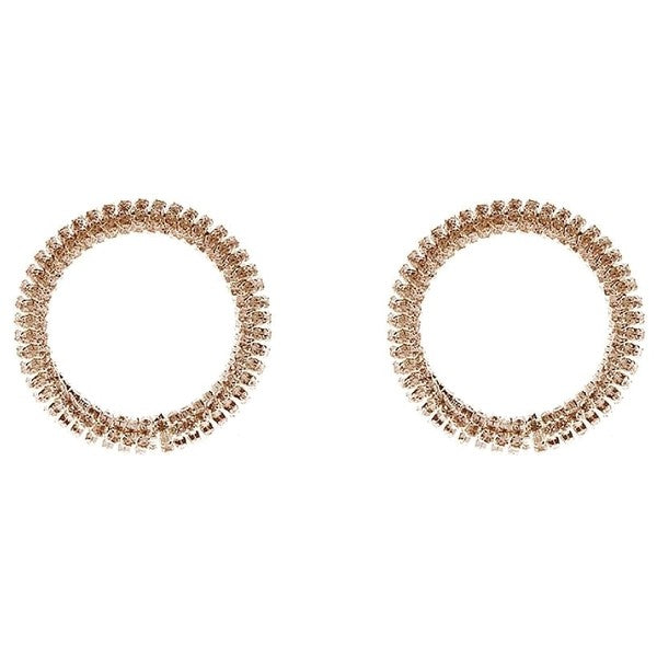 Front Size Circle Rhinestone Hoop Earrings