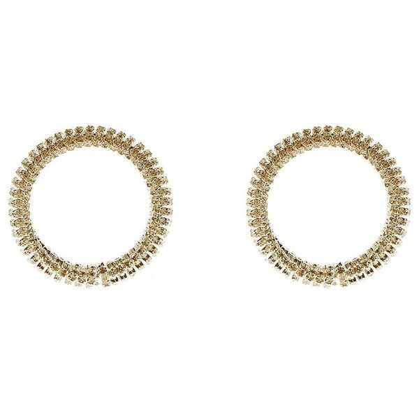 Front Size Circle Rhinestone Hoop Earrings