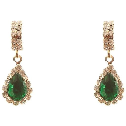Modern Bar Pear Dangle Rhinestone Earrings