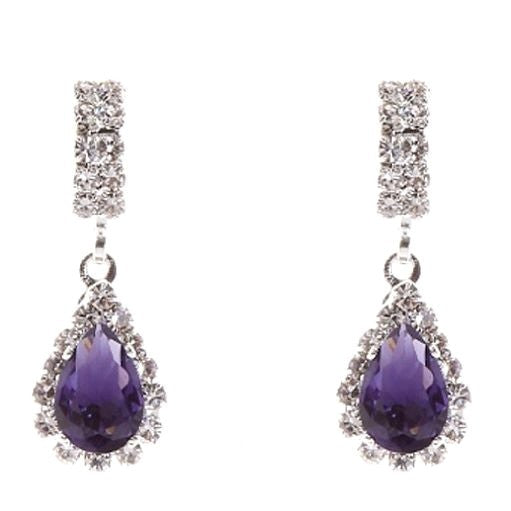 Modern Bar Pear Dangle Rhinestone Earrings