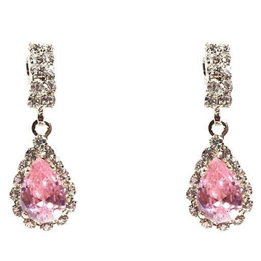 Modern Bar Pear Dangle Rhinestone Earrings