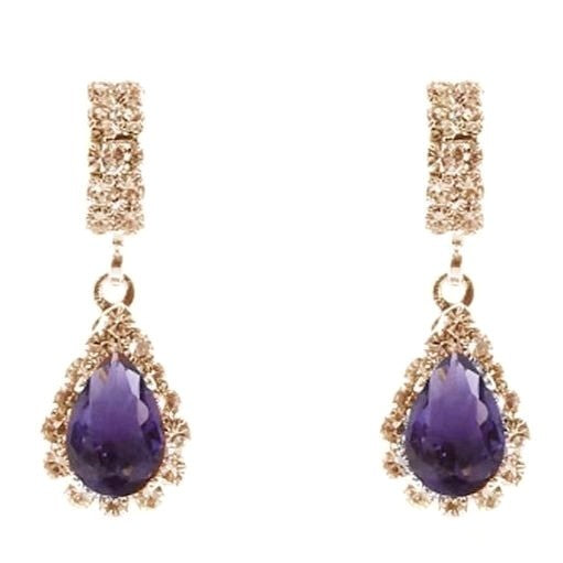 Modern Bar Pear Dangle Rhinestone Earrings