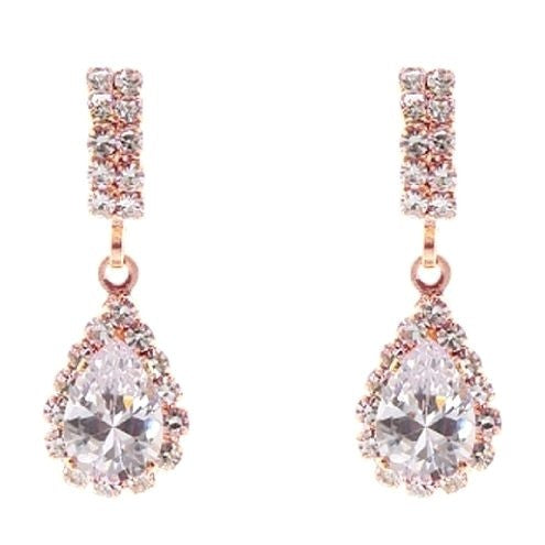 Modern Bar Pear Dangle Rhinestone Earrings