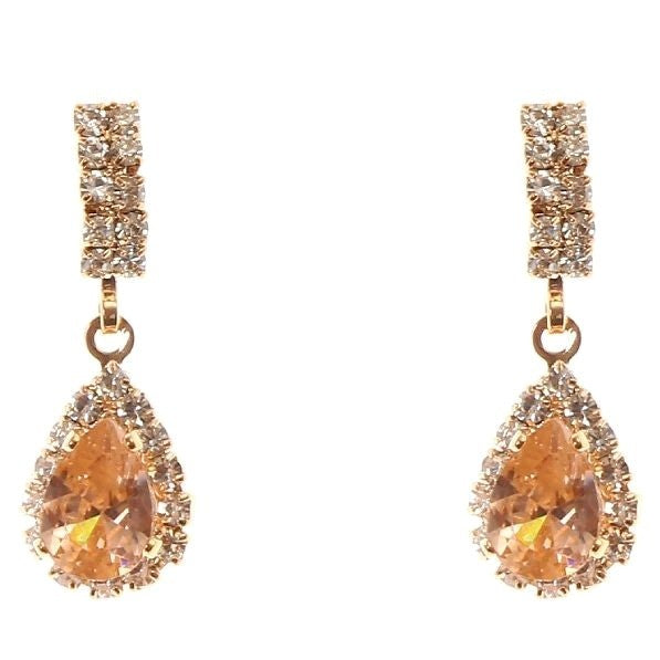 Modern Bar Pear Dangle Rhinestone Earrings