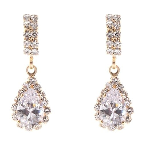 Modern Bar Pear Dangle Rhinestone Earrings