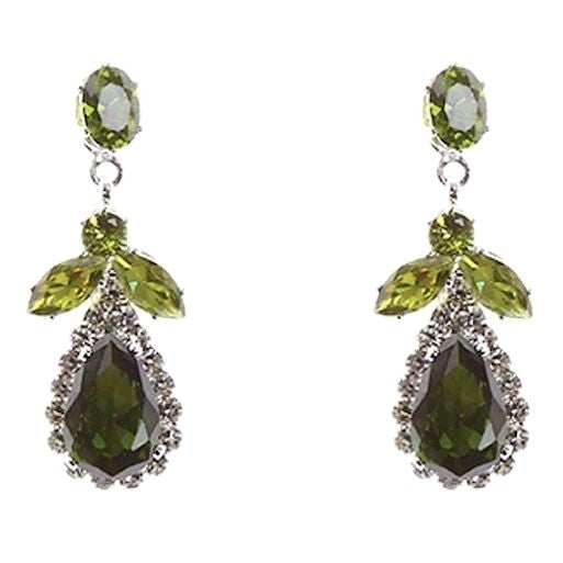 Modern Flower Pear Dangle Rhinestone Earrings