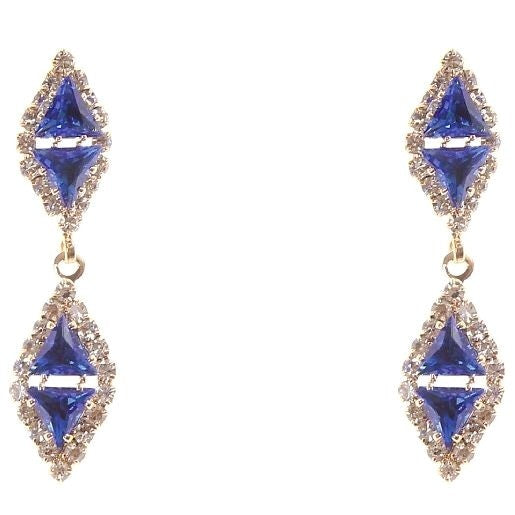 Linked Rhombus Dangle Rhinestone Earrings