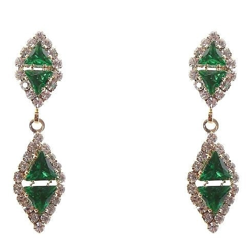 Linked Rhombus Dangle Rhinestone Earrings