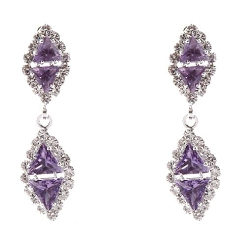 Linked Rhombus Dangle Rhinestone Earrings