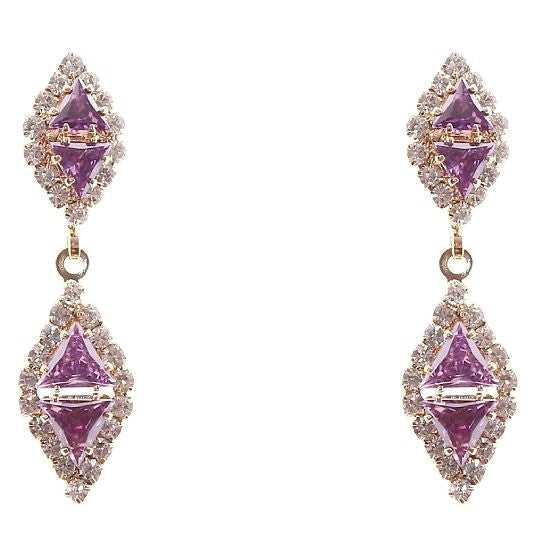 Linked Rhombus Dangle Rhinestone Earrings
