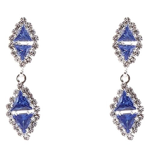 Linked Rhombus Dangle Rhinestone Earrings