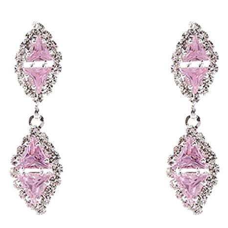 Linked Rhombus Dangle Rhinestone Earrings
