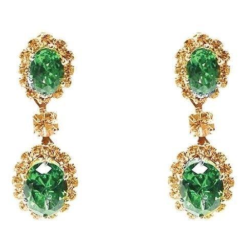 Linked Oval Dangle Rhinestone Earrings