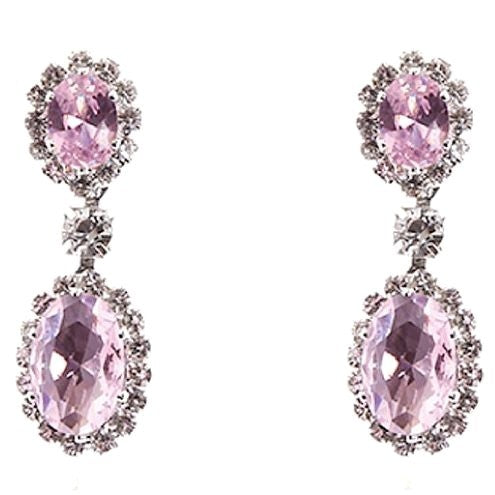 Linked Oval Dangle Rhinestone Earrings