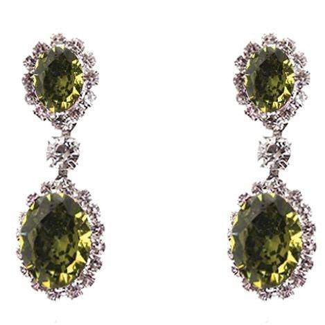 Linked Oval Dangle Rhinestone Earrings