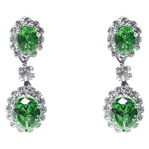Linked Oval Dangle Rhinestone Earrings