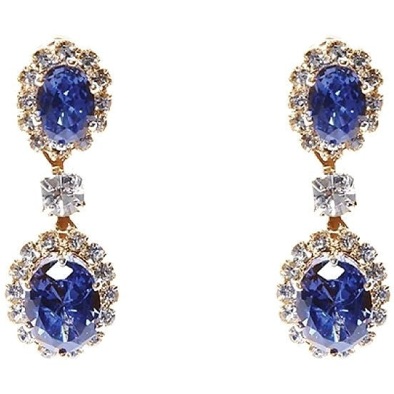 Linked Oval Dangle Rhinestone Earrings