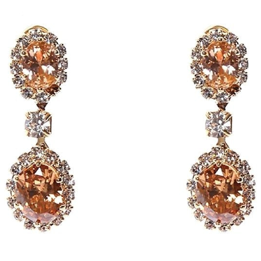 Linked Oval Dangle Rhinestone Earrings