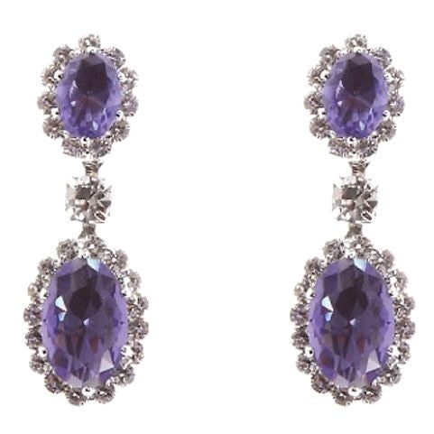 Linked Oval Dangle Rhinestone Earrings