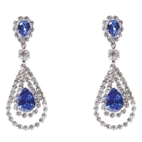 Linked Pear In Pear Dangle Rhinestone Earrings