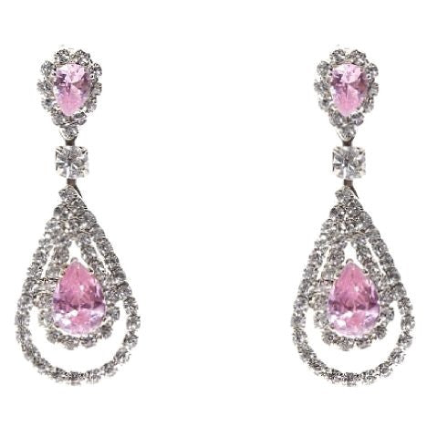 Linked Pear In Pear Dangle Rhinestone Earrings