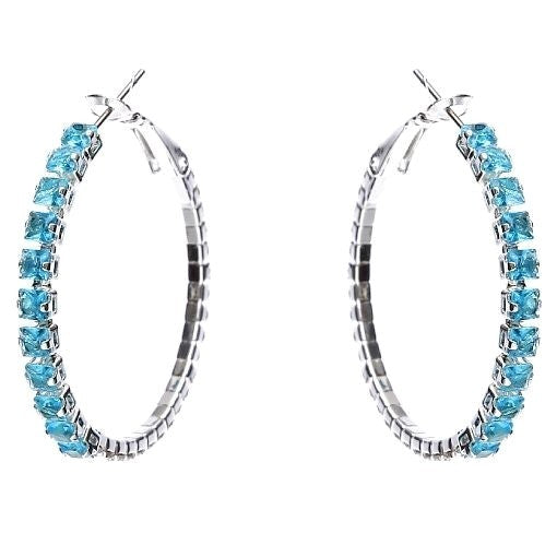50mm Square Crown Halo CZ Hoop Earrings