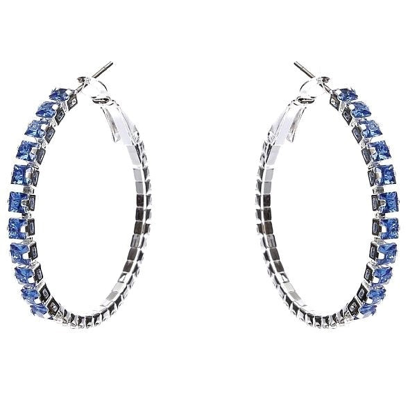 50mm Square Crown Halo CZ Hoop Earrings
