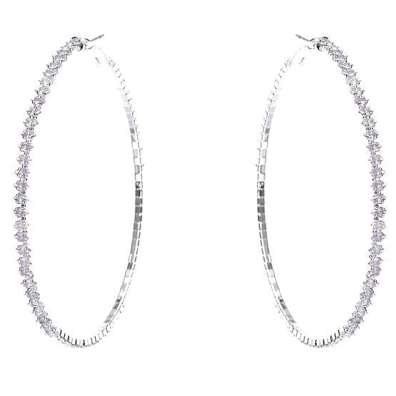 90mm Marquise Cut Halo CZ Hoop Earrings
