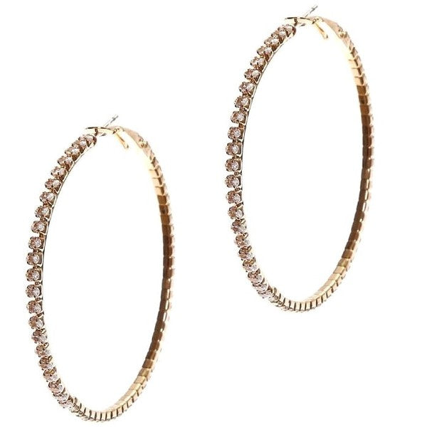70mm Round Crown Halo CZ Hoop Earrings