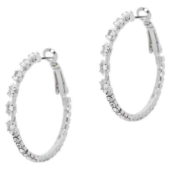 30mm Marquise Circle Mix CZ Hoop Earrings