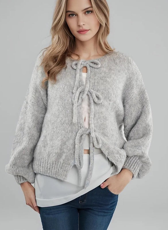 V-neck front tie Cardigan