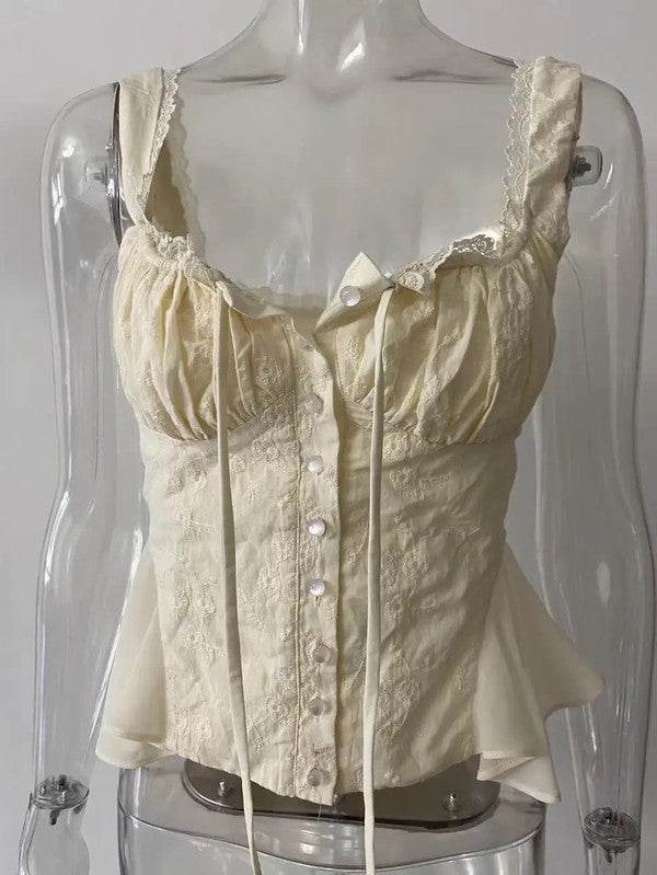 Button front tank top blouse