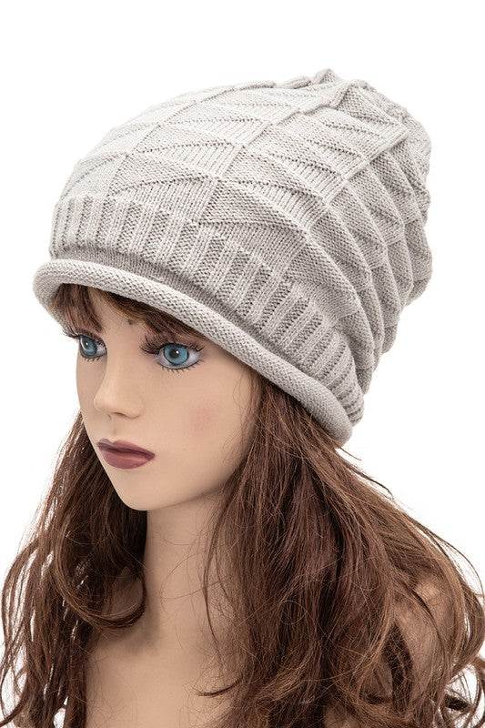 Unisex Raised Knit Slouchy Beanie