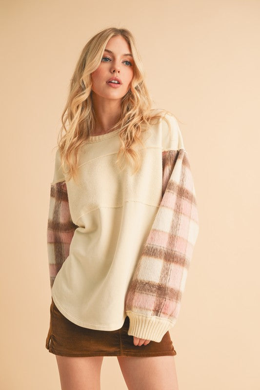 Malva Plaid Pullover Sweater