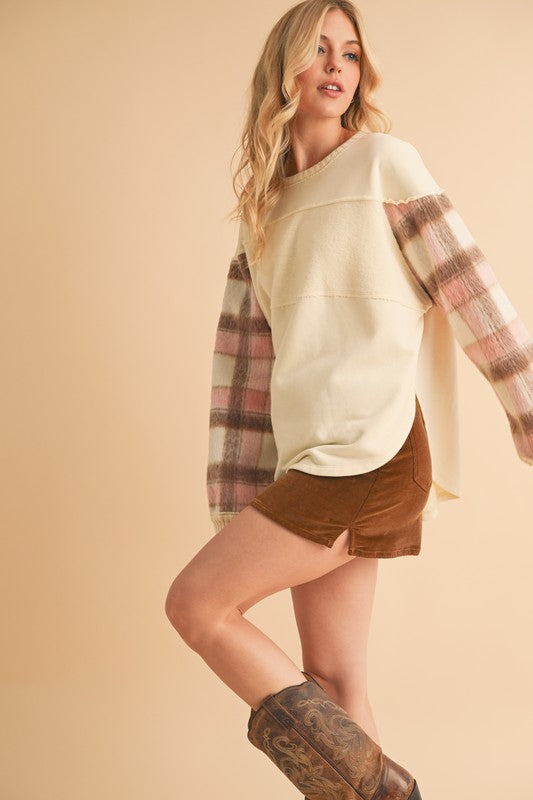Malva Plaid Pullover Sweater