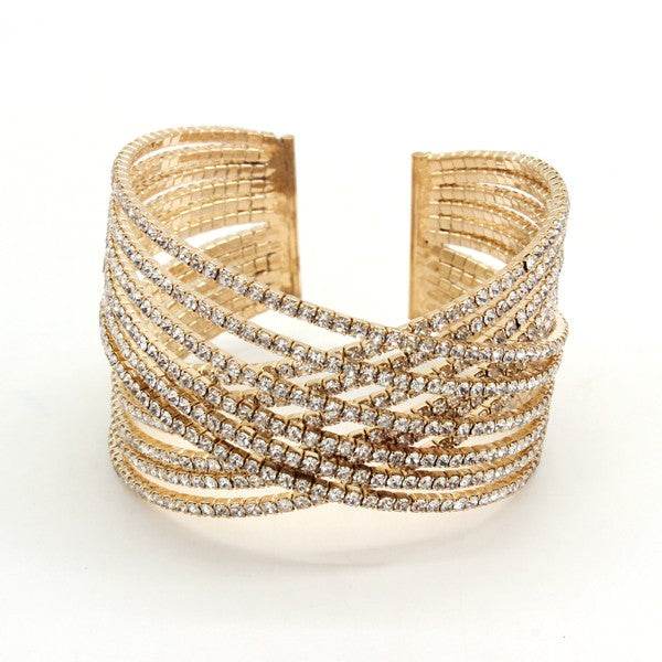 CHUNKY RHINESTONE CRISS CROSS BRACELET