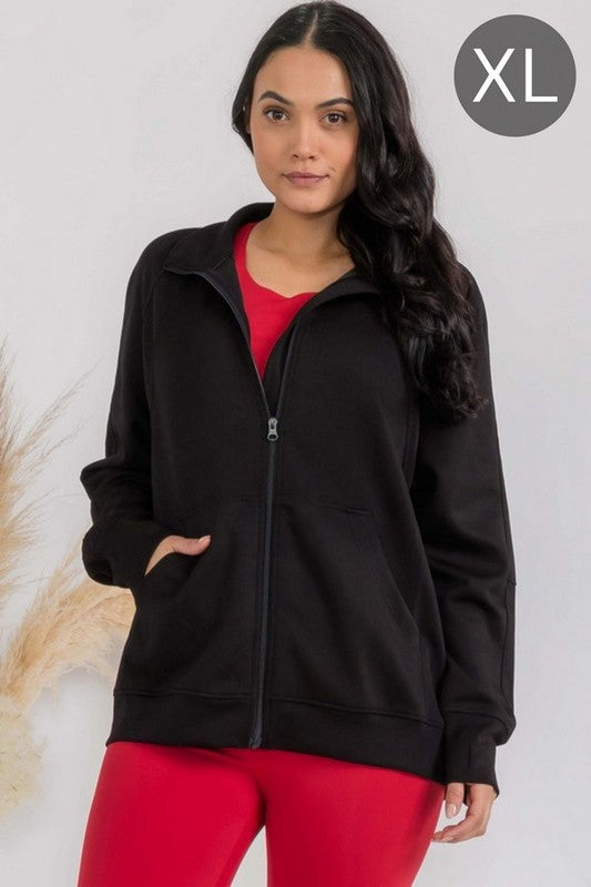 Women's Ultra Soft Funnel Neck OverSize Zip Jacket