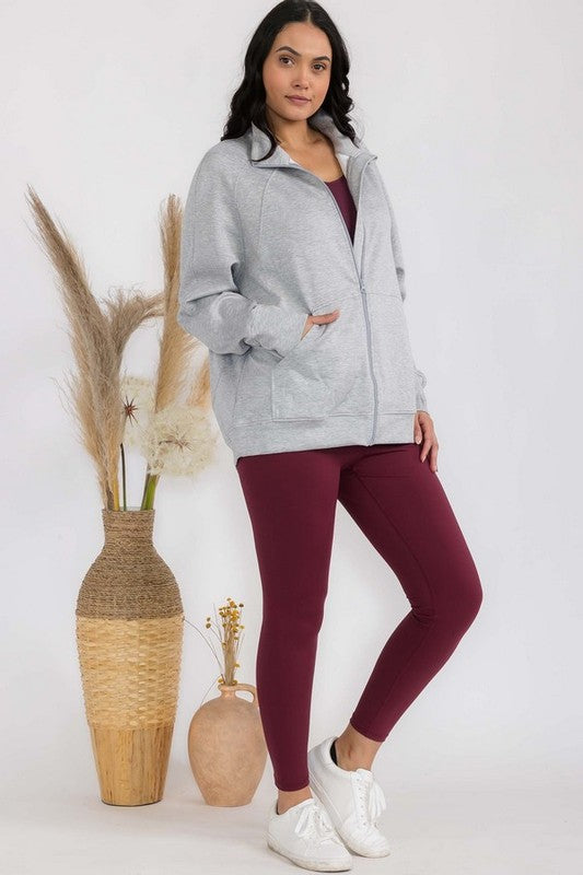 Women's Ultra Soft Funnel Neck OverSize Zip Jacket