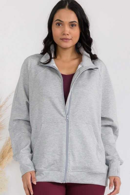 Women's Ultra Soft Funnel Neck OverSize Zip Jacket