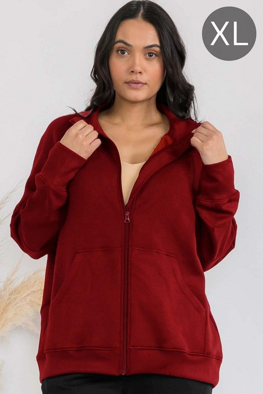 Women's Ultra Soft Funnel Neck OverSize Zip Jacket