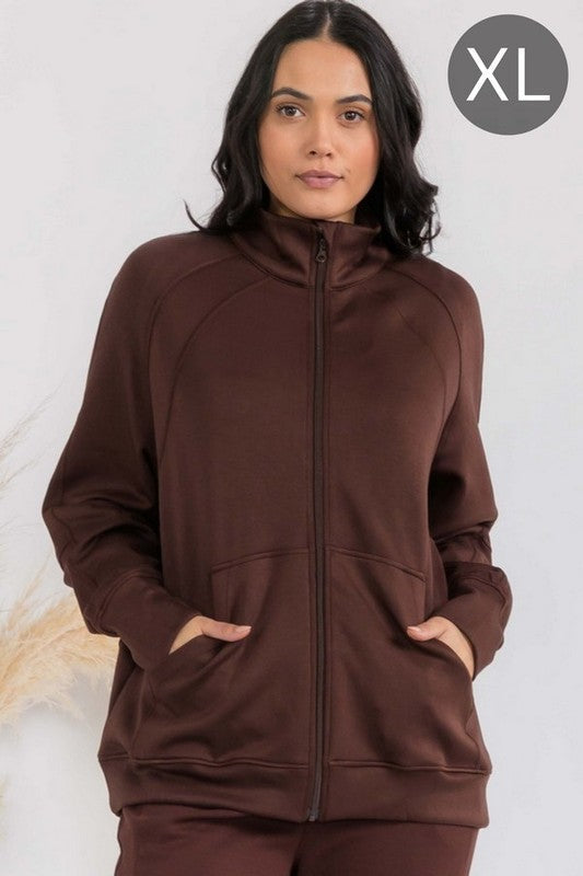 Women's Ultra Soft Funnel Neck OverSize Zip Jacket